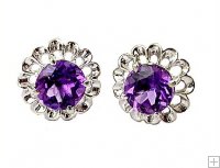 1.00ct Natural Amethyst Sterling Silver Floral Earrings 1.00ct Natural Amethyst Sterling Silver Floral Earrings