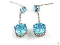 2.32ct Natural Blue Topaz Sterling Silver Dangling Earrings 2.32ct Natural Blue Topaz Sterling Silver Dangling Earrings